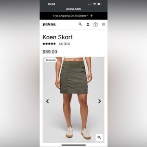 Nearly new olive green Prana Koen skirt. I have a black one in L too.